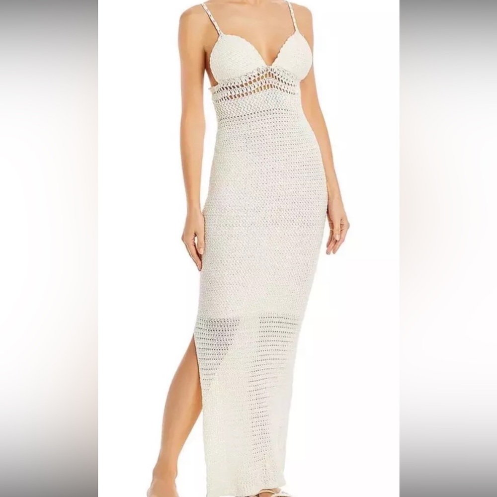 Elegant White Crochet Maxi Dress